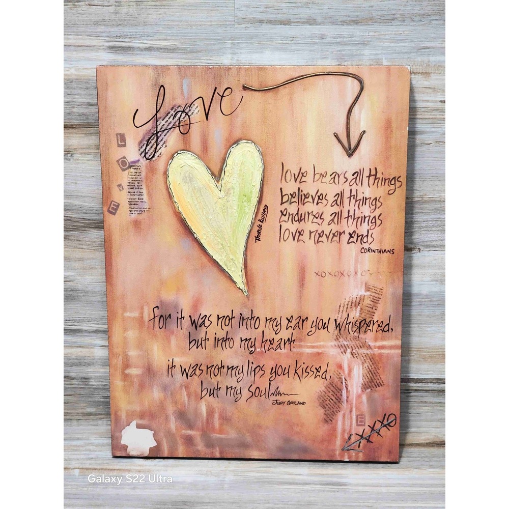 NEW Expressions By Canfloyd Rhonda Kullberg Hand Painted Love Heart Wall Art